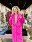 Extra Fuzzy Long Faux Fur Coat Hot Pink