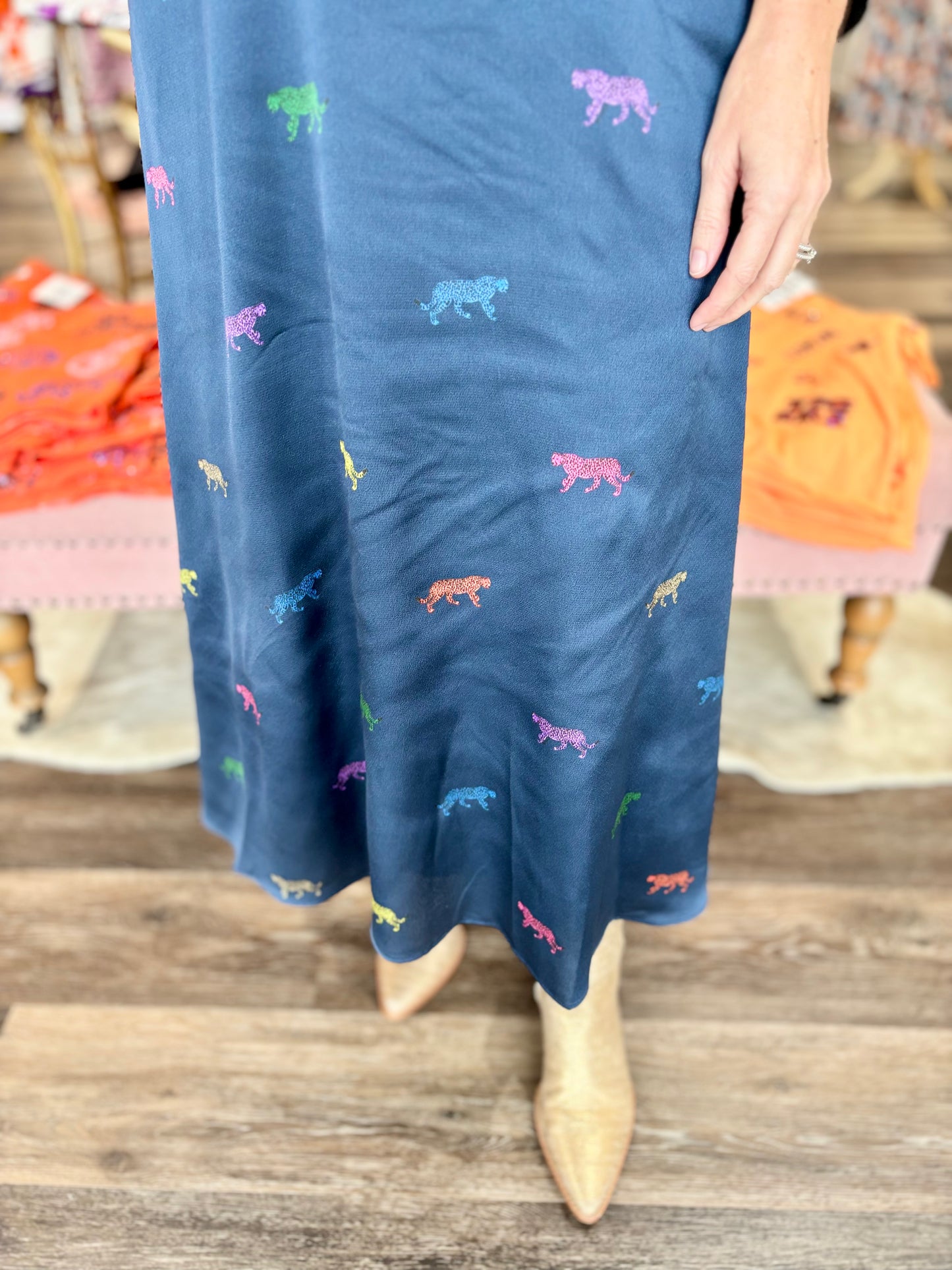 Vilagallo Navy Leopard Dress