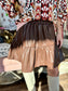 Tiered Leather Skirt Brown