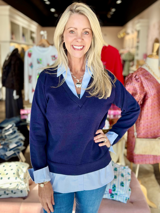 Navy Layered Sweater