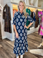 BOHO Chic Navy Diamond Dress