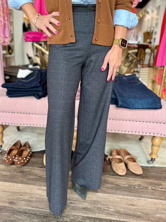 Lysse Denver Hi Waist Wide Leg Printed Ponte Midnight Manor Plaid
