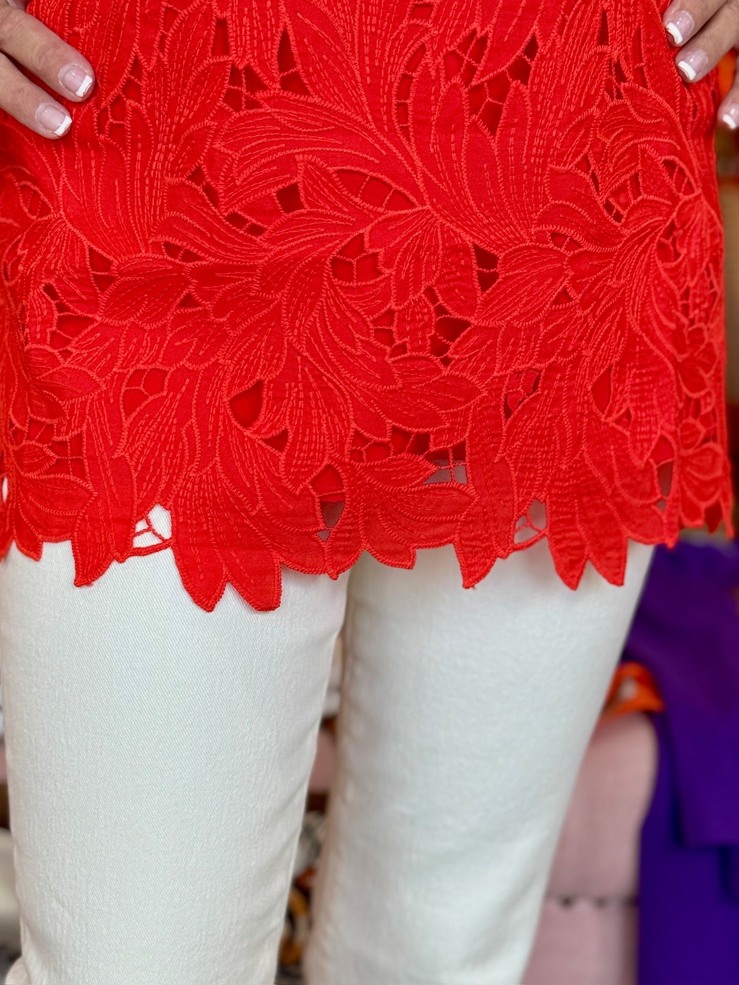 Jade Lace Tunic Flame