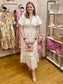 Eyelet Lace Smocked Back Midi Dress White