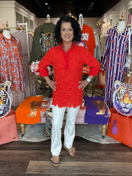 Jade Lace Tunic Flame