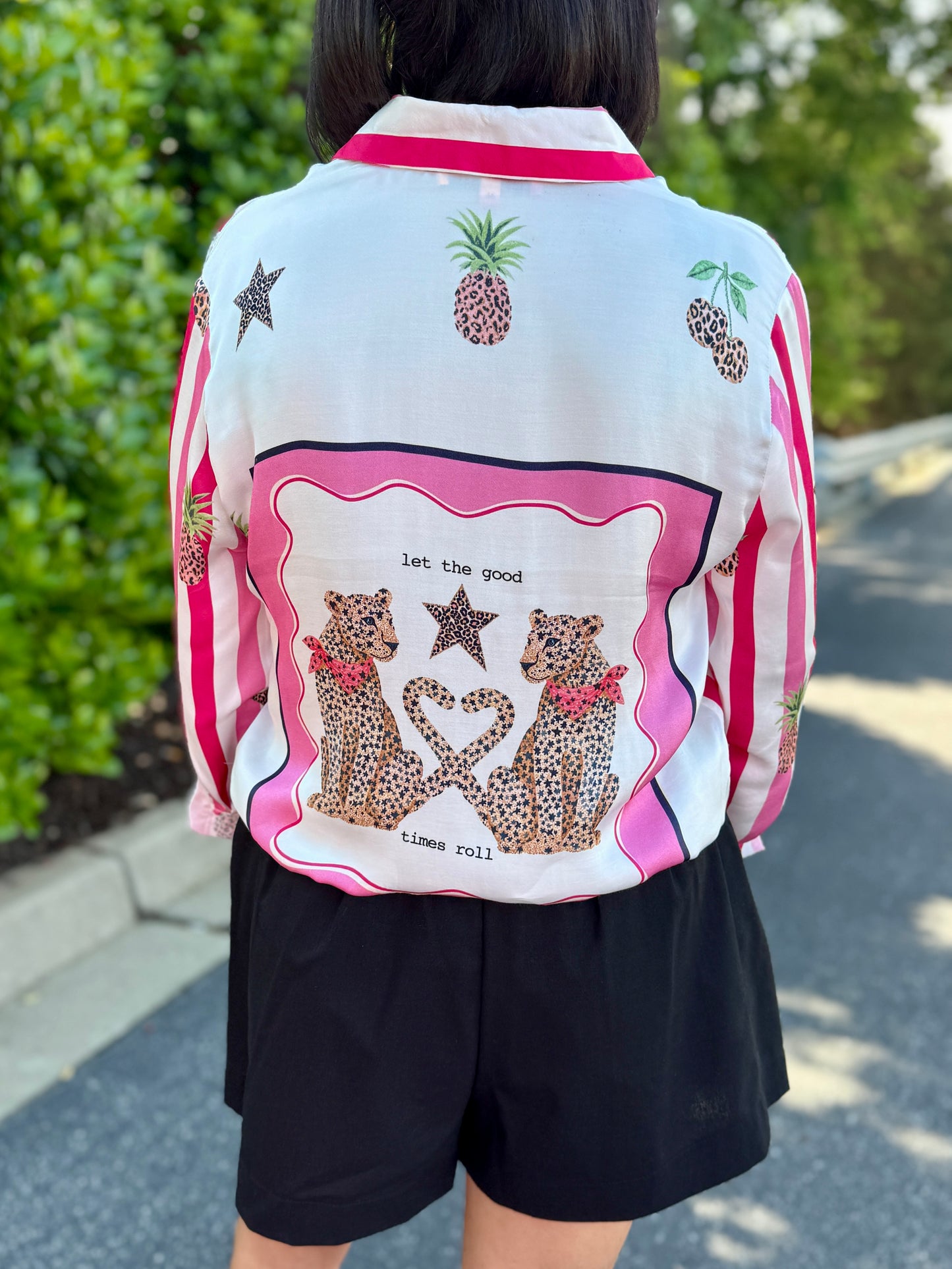 Vilagallo Pink Striped and Leopard Shirt