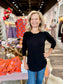 Charlie B Knit Sweater with Lace-Up Cuffs - Black