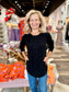 Charlie B Knit Sweater with Lace-Up Cuffs - Black