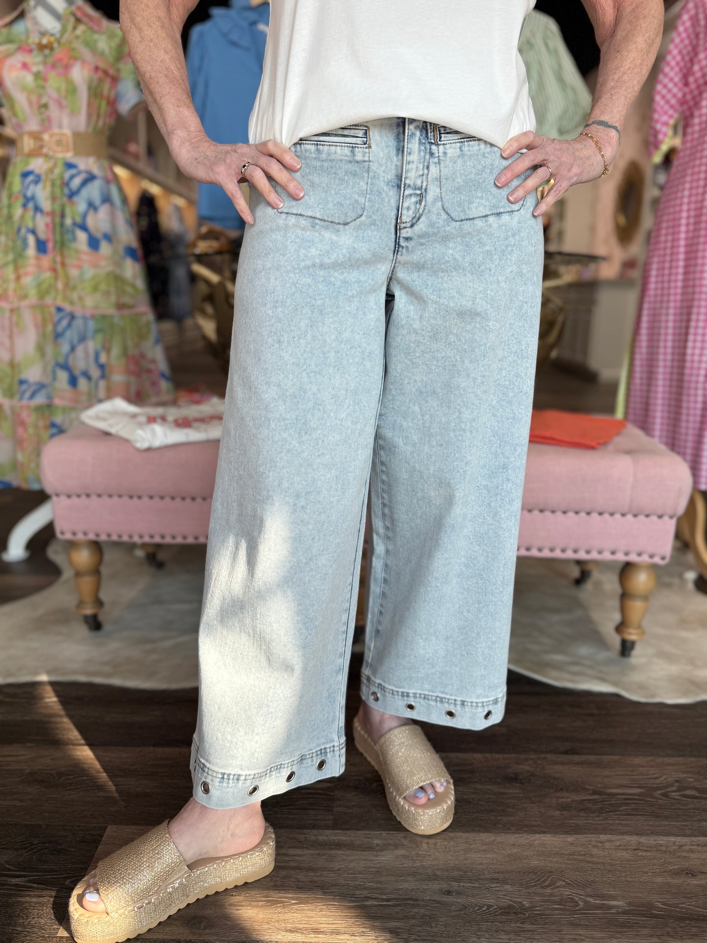 FDJ Suzanne Wide Crop Denim Ocean