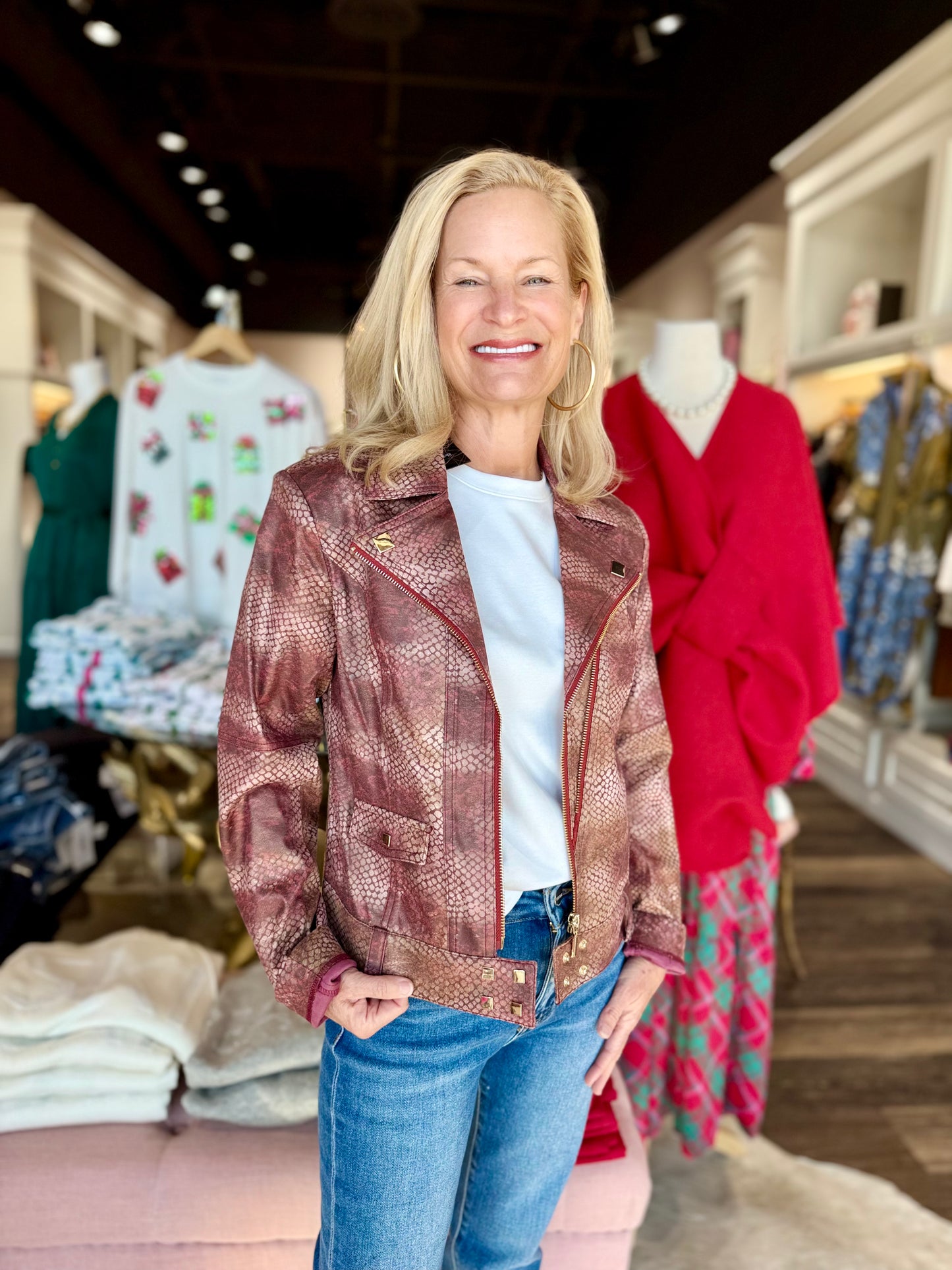 Vegan Leather Jacket Scarlet Snake