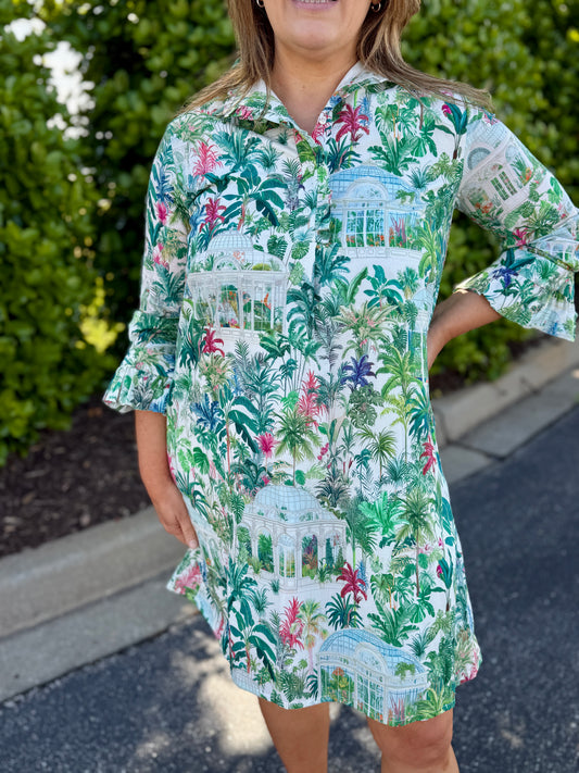 Vilagallo Greenhouse Multicolor Print Shirt Dress