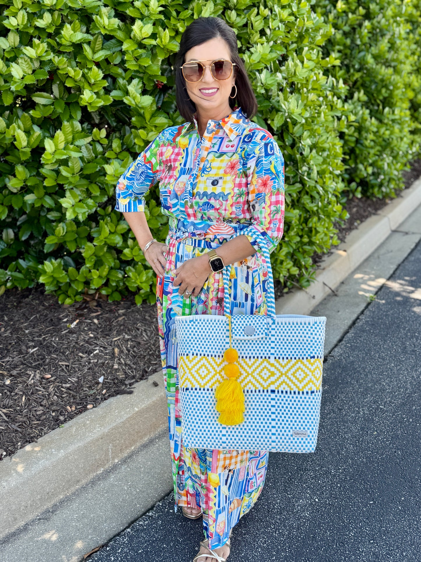 Vilagallo Multicolored Print Shirt Dress With Waist