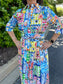 Vilagallo Multicolored Print Shirt Dress With Waist