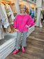 Crew Neck Batwing Sweater Fuchsia