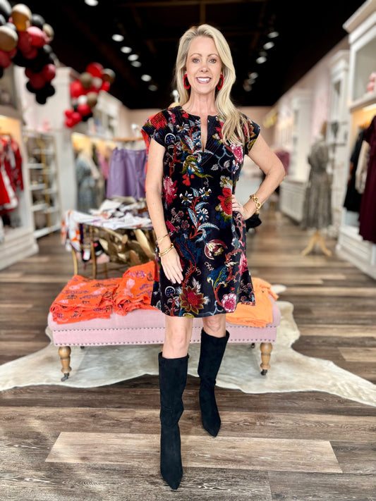 La Plage Friday Dress Cotton Velvet Floral