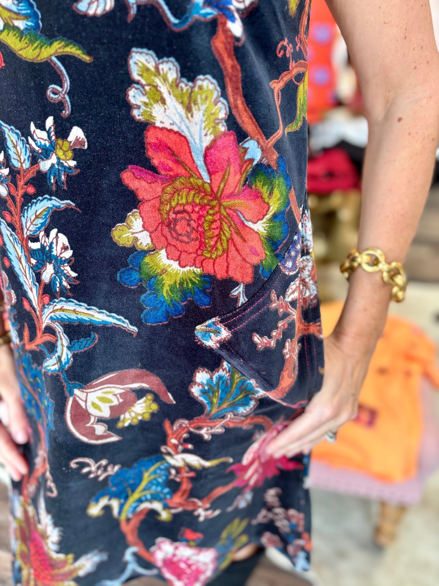 La Plage Friday Dress Cotton Velvet Floral
