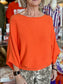 Crew Neck Batwing Sweater Orange