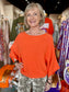 Crew Neck Batwing Sweater Orange