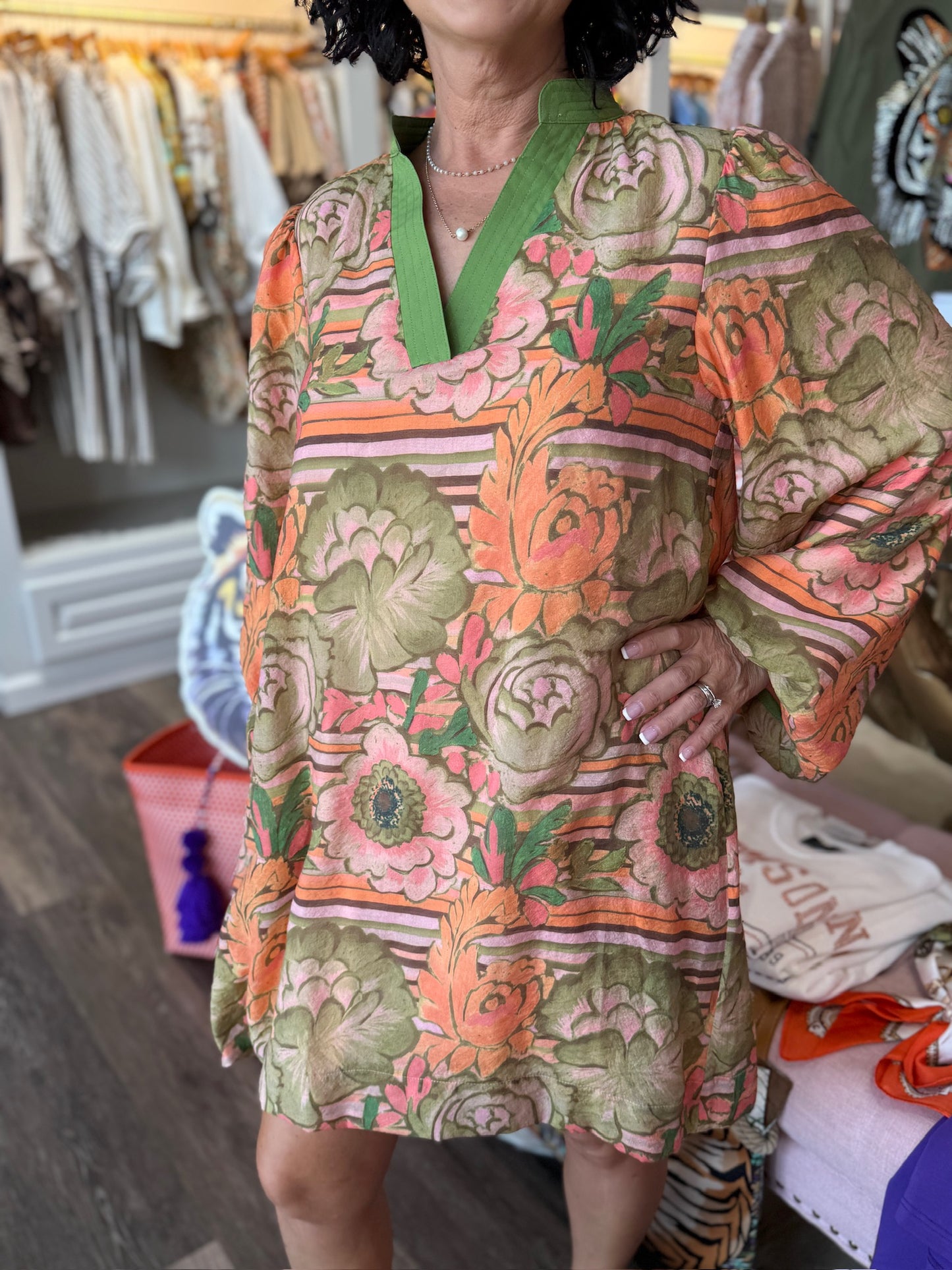 Joy Joy Bishop Sleeve Swing Dress Charleston Bloom