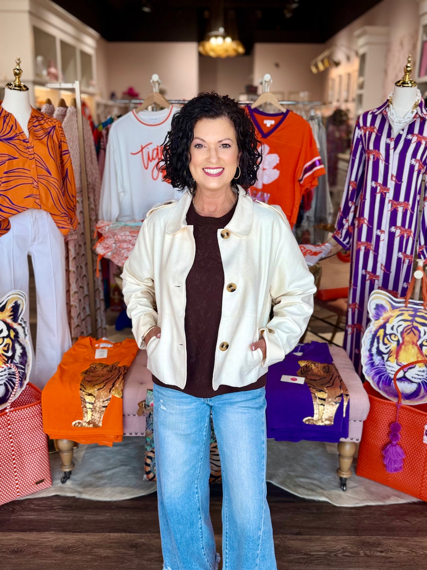 Entro Vanilla Latte Faux Suede Jacket