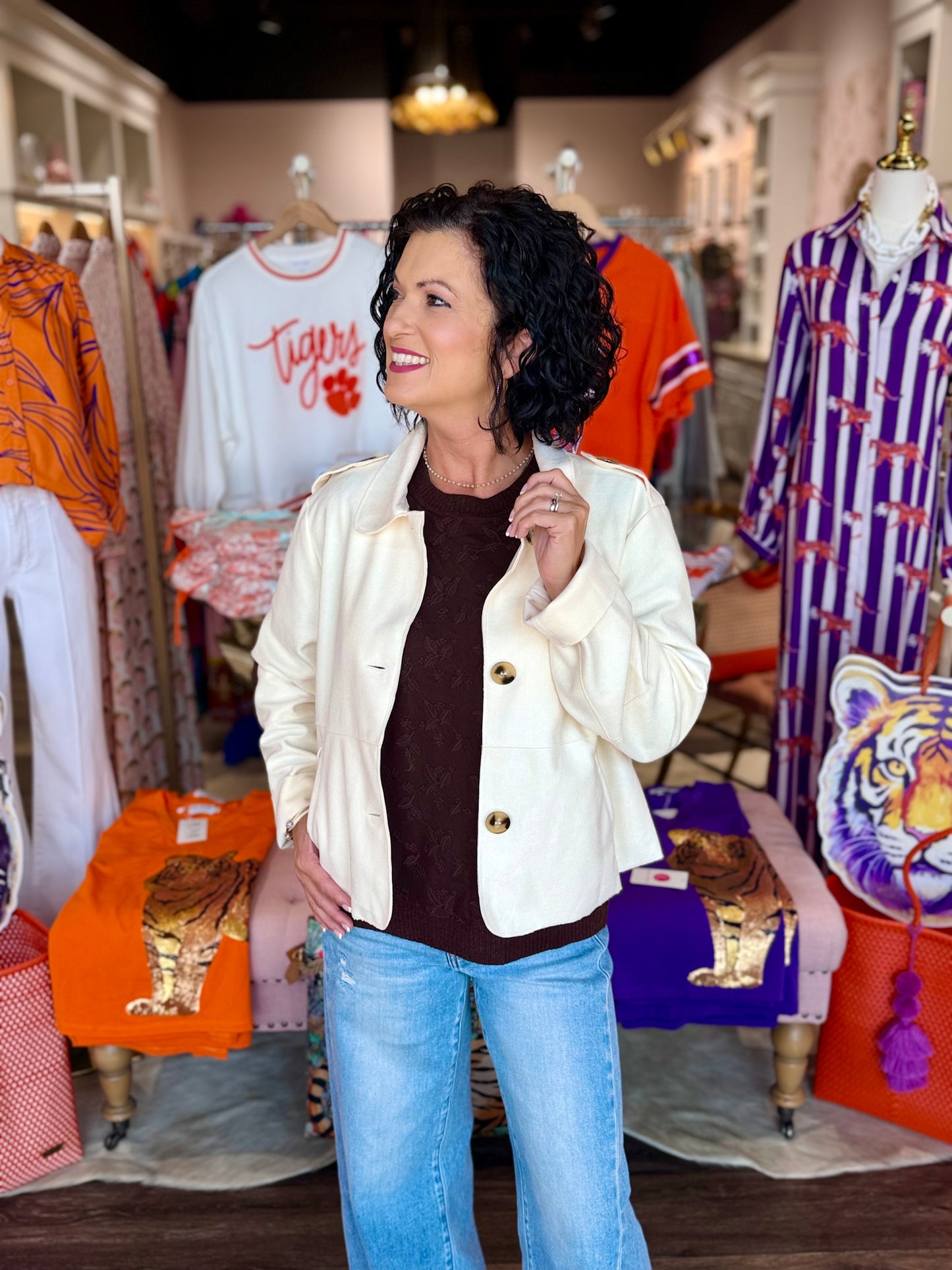Entro Vanilla Latte Faux Suede Jacket