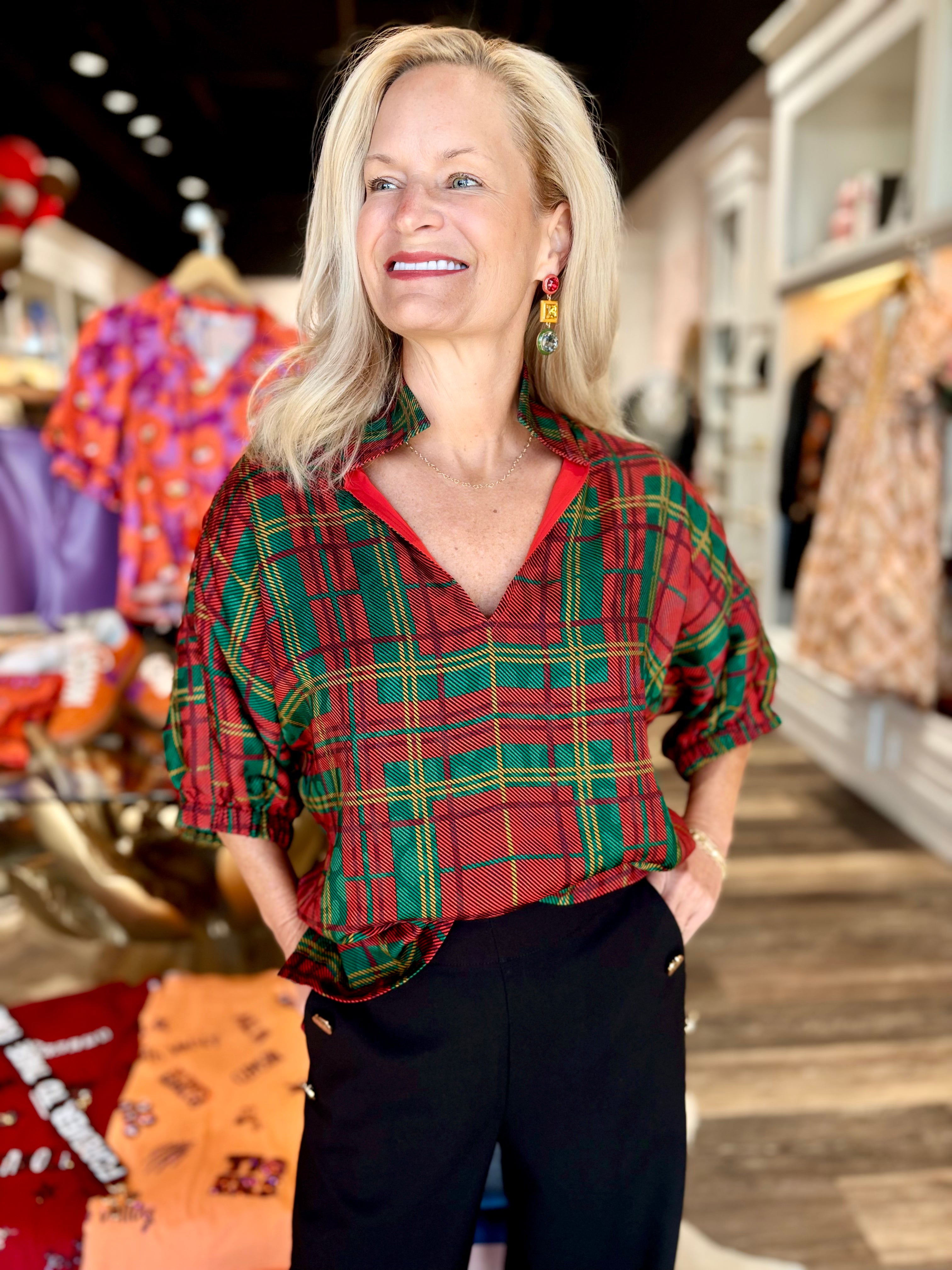 Emily McCarthy Poppy Top Tartan Cheetah