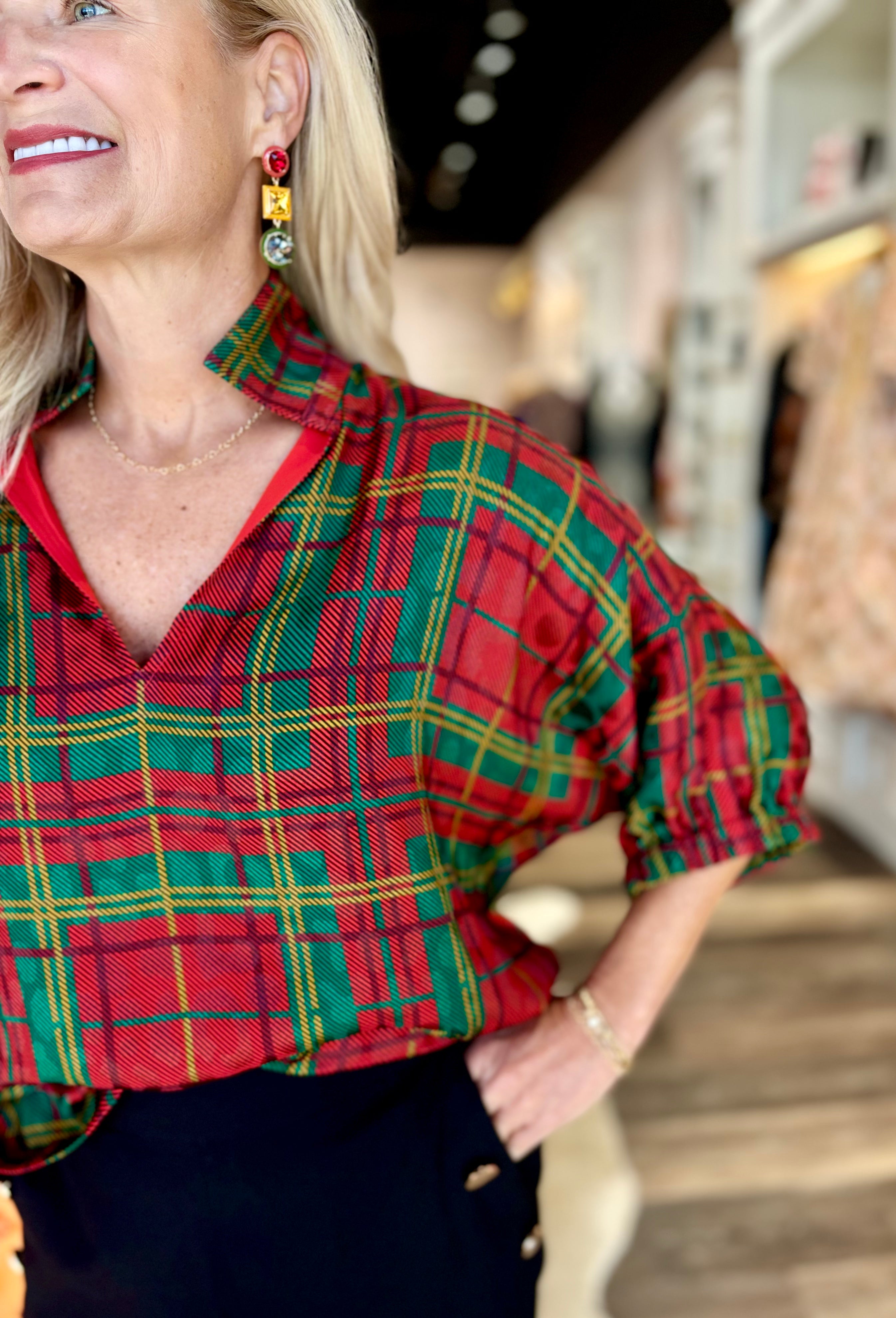 Emily McCarthy Poppy Top Tartan Cheetah