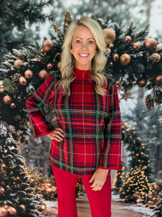 Plaid Sweater Red