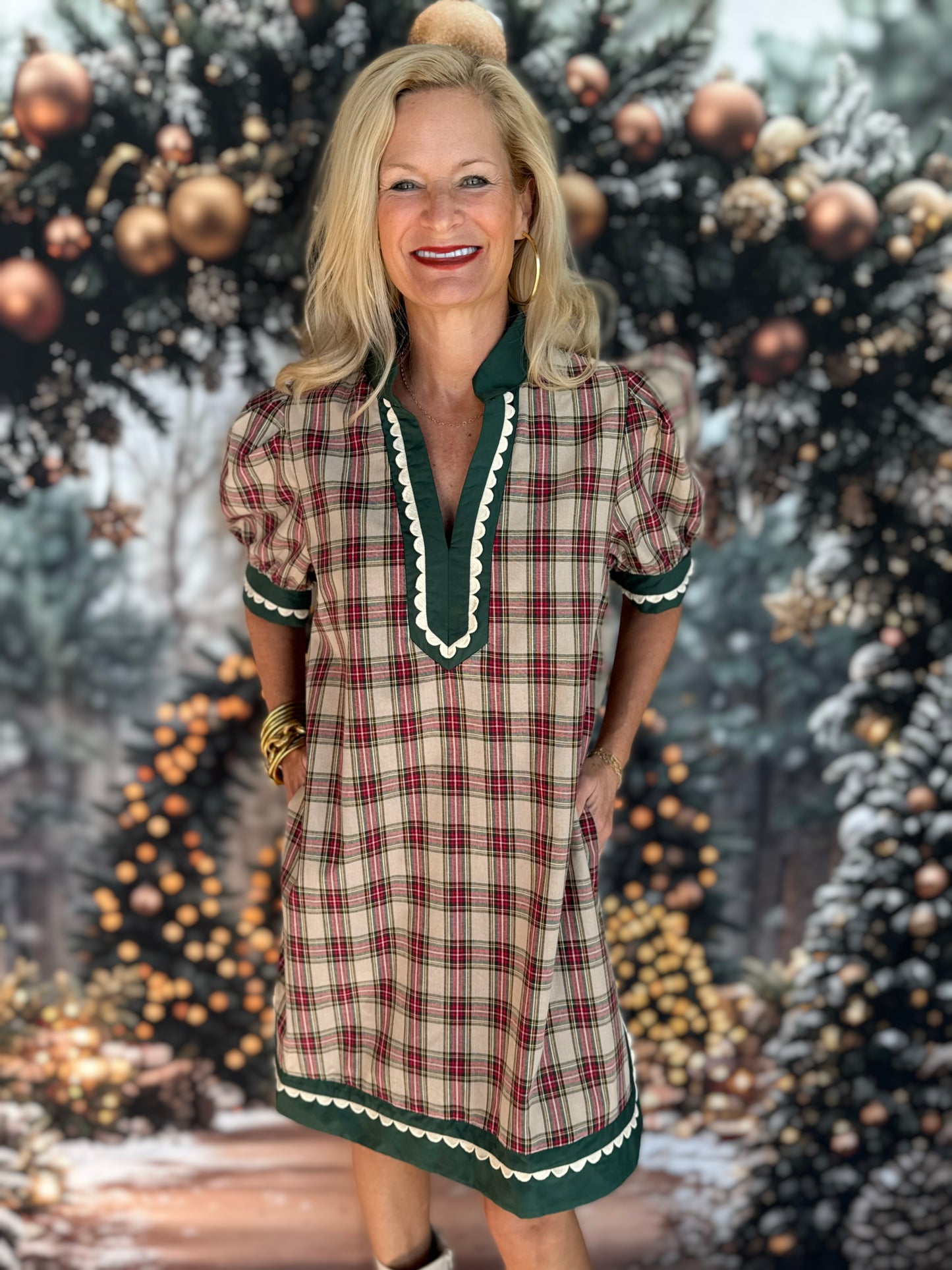 Plaid Dress Taupe