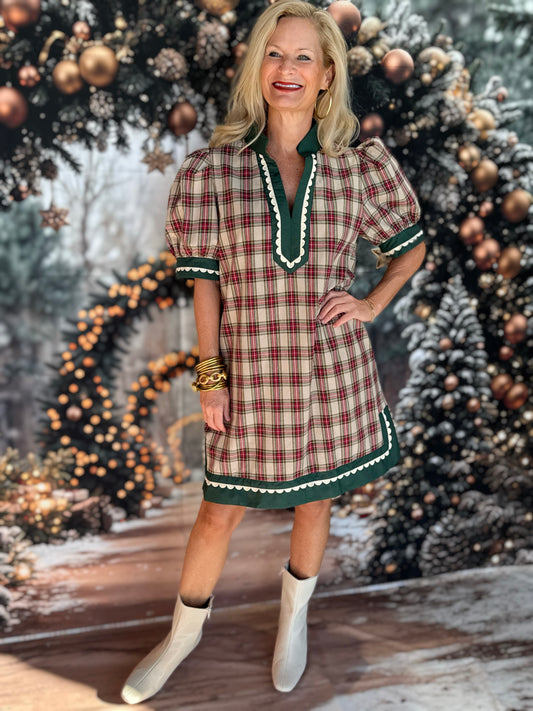 Plaid Dress Taupe