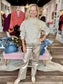 Charlie B Mock Neck Sweater with Sequin Detail - Heather Oat