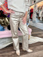 Charlie B Metallic Wax Flared Pants - Brass