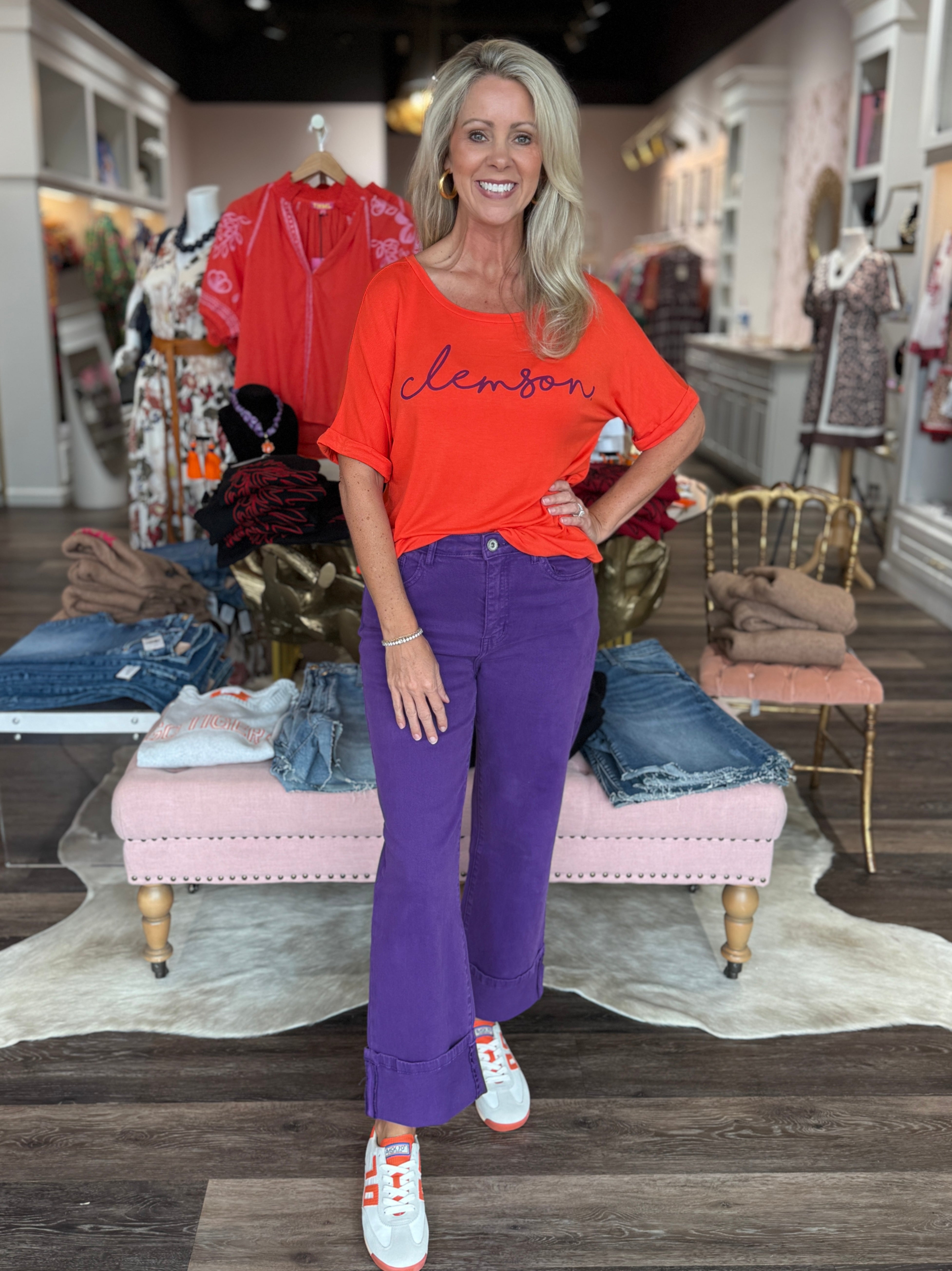 Clemson Script Side Slit Tee