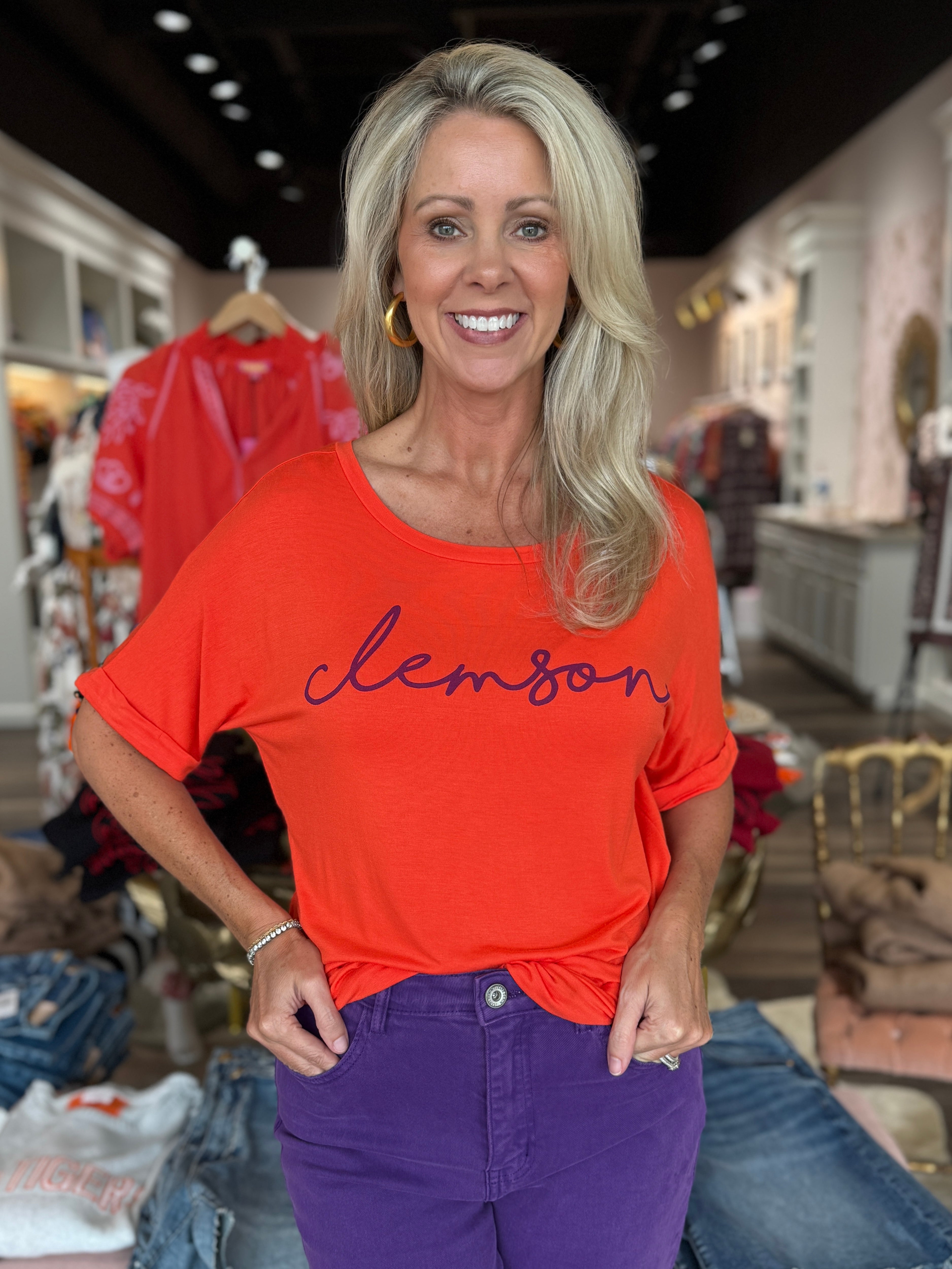 Clemson Script Side Slit Tee