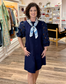 THML Eyelet Long Sleeve Dress Navy