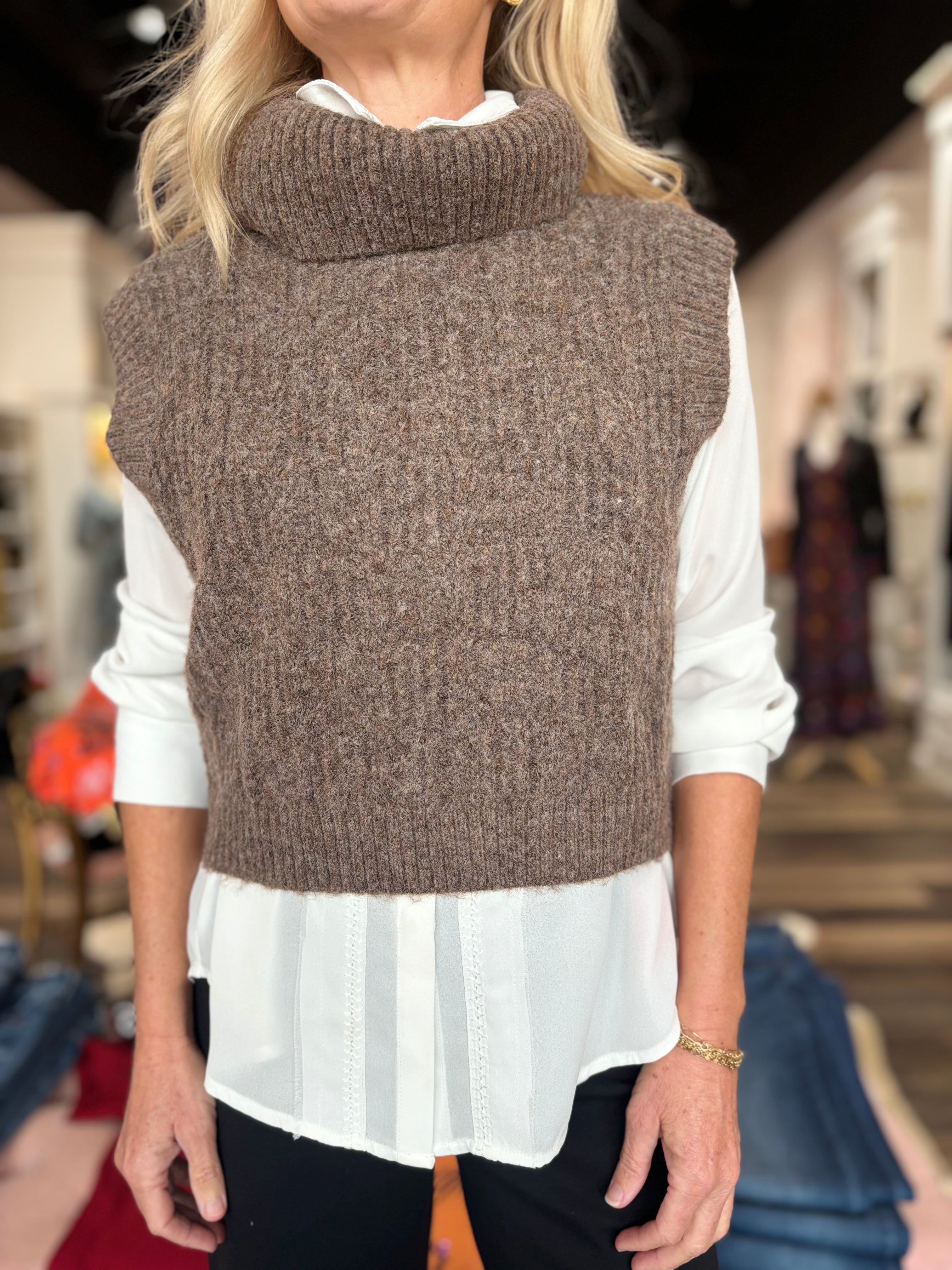 Kerisma Marlene Sweater Vest Shitake Brown