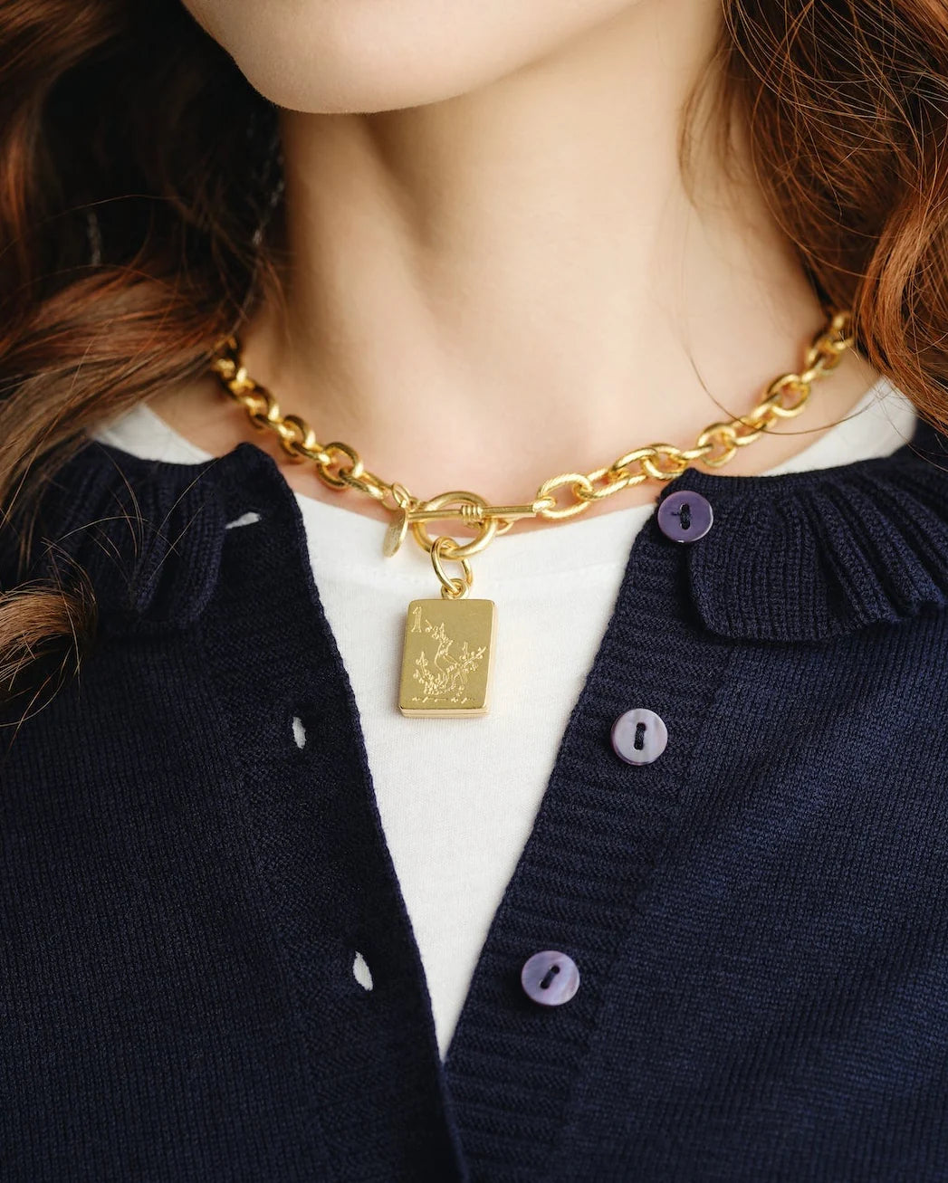 Susan Shaw Bird Bam Mahjong Toggle Necklace