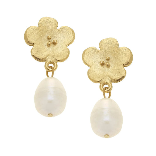 Susan Shaw Poppy Pearl Drop Earrings