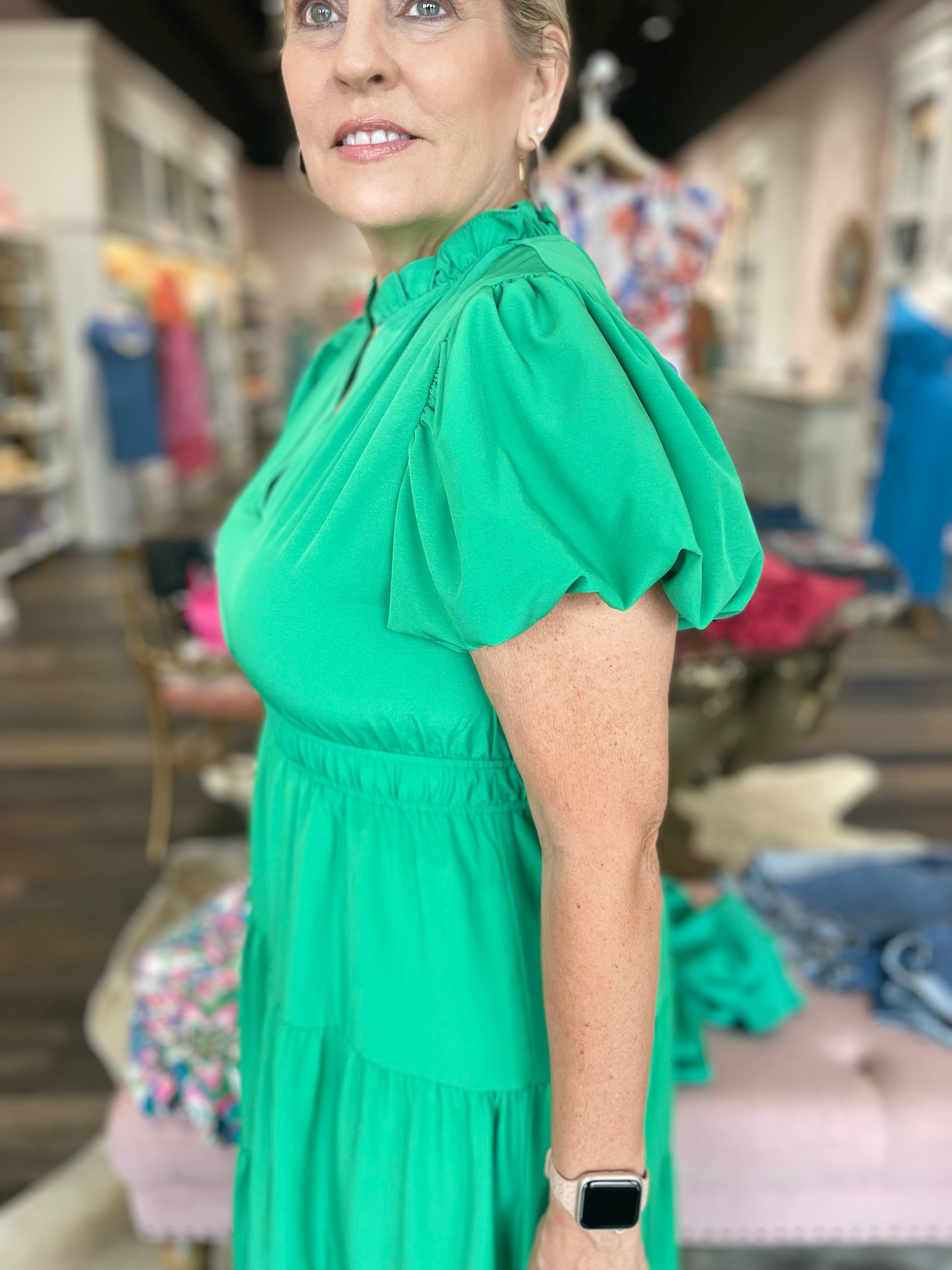 Green Tiered Maxi dress