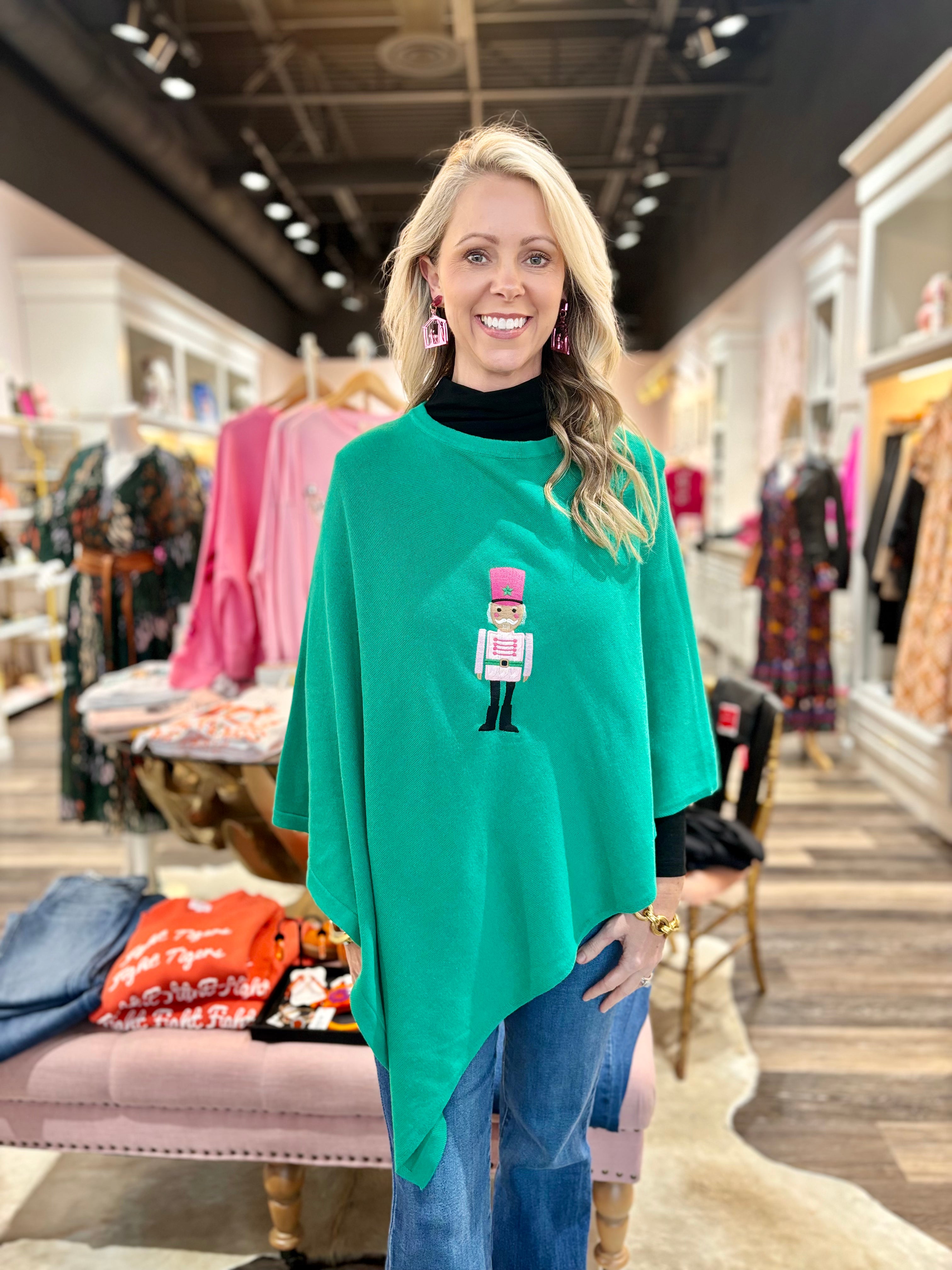 Green Nutcracker Poncho