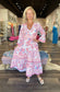 La Plage Water Mill Dress White/ Coral/ Periwinkle