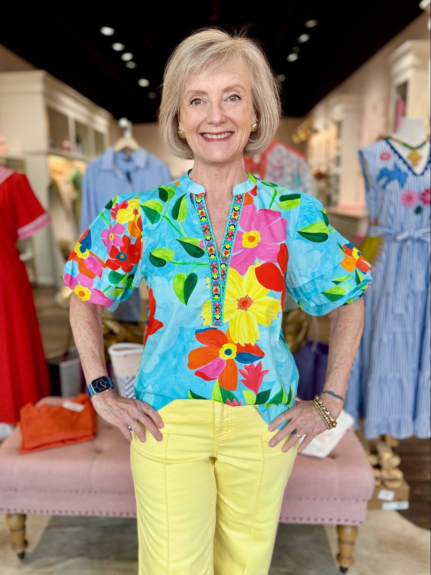 Maude Vivante Raya Top Floral Sky