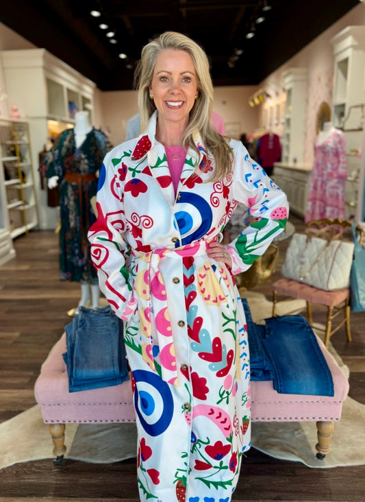 Strawberry Belted Long Jacket