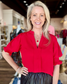 V-Neck Red Blouse