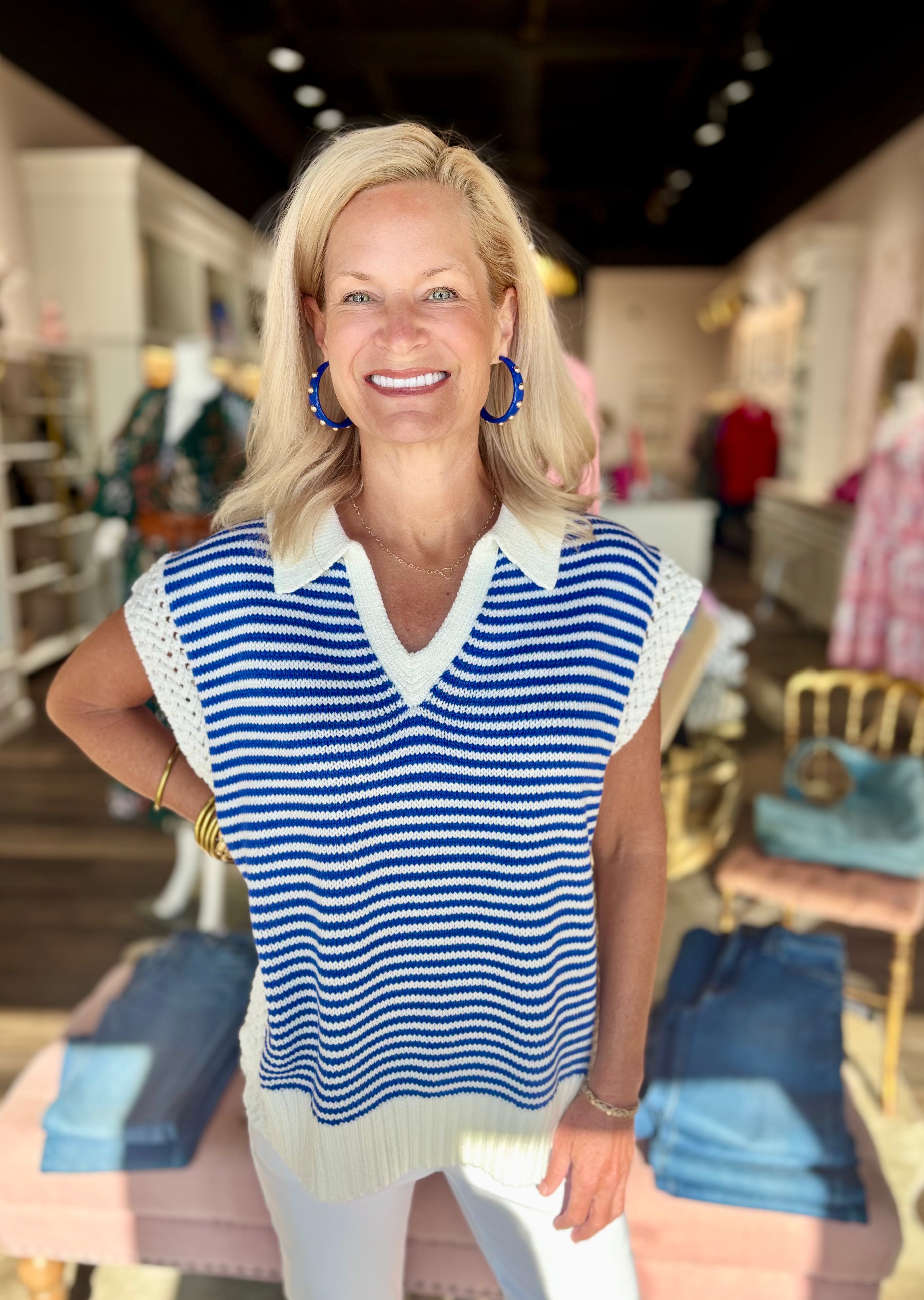 Striped V-neck Sweater Vest