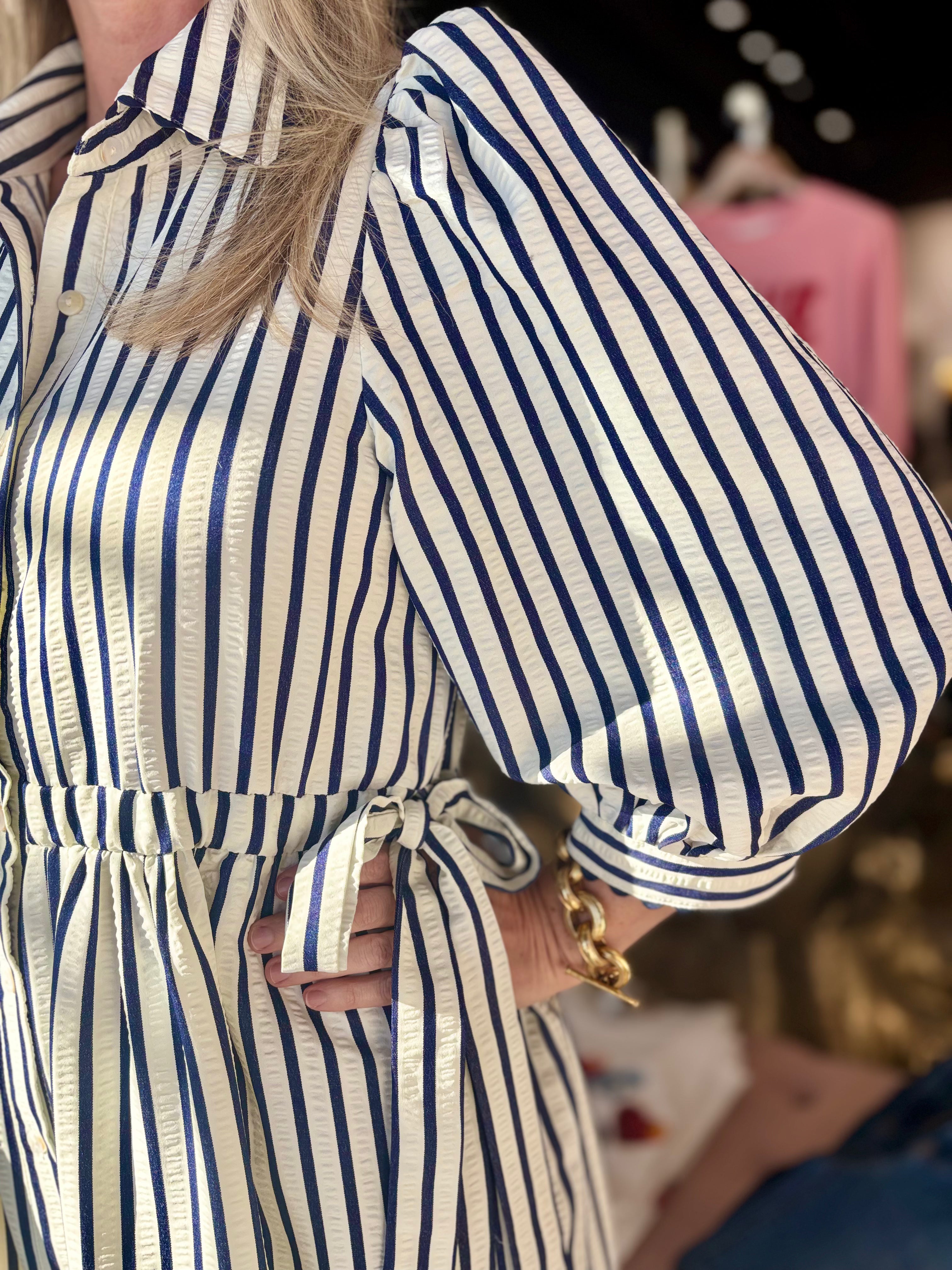 Navy/ White Striped Dress