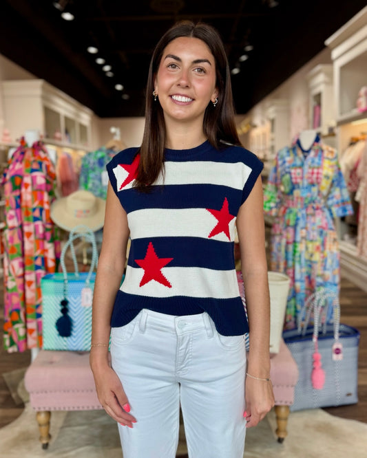Stars and Stripes Knit Sweater Vest