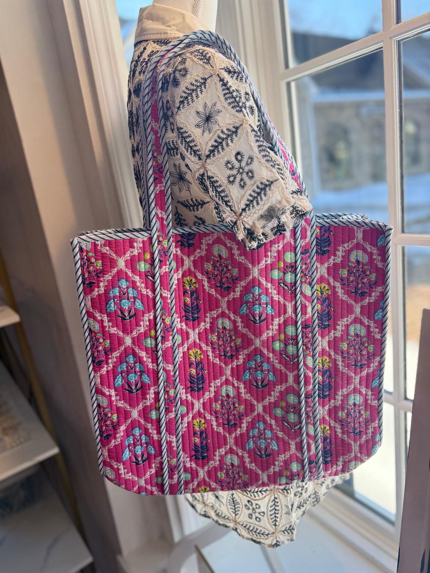 Quilted Tote Large Shopping Tote Bag