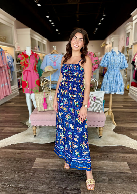 Joy Joy Tuscan Tiles Cinched Waist Dress