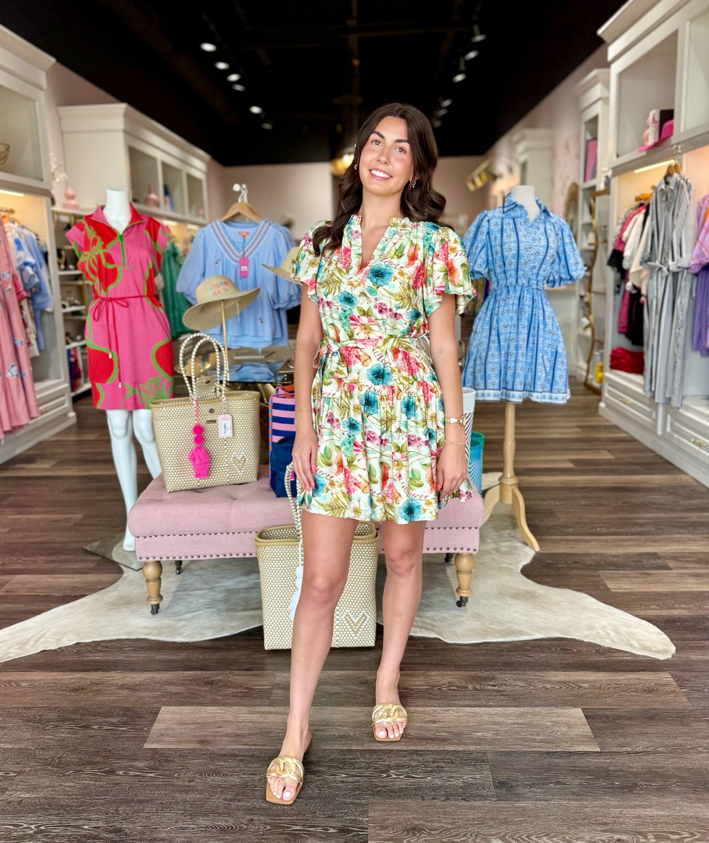 Joy Joy Flutter Sleeve Dress Wild Flower